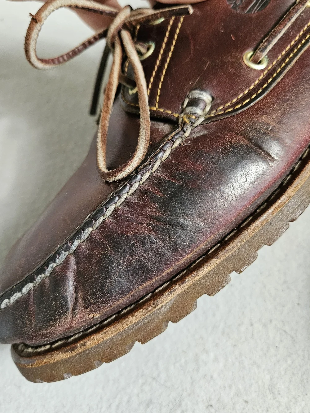 Timberland 3-Eye Classic Lug Burgundy Leather Boat Shoes Men Size 12